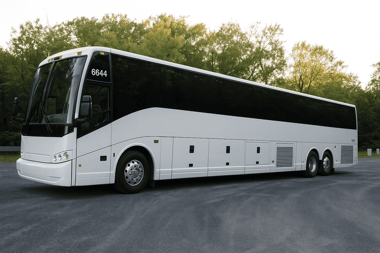 exterior of Charter Bus Rental Flint coach bus